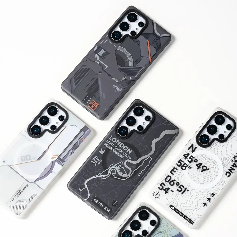 Benks Magnetic Mecha Series dėklas skirtas iPhone 15 Pro Max baltos spalvos