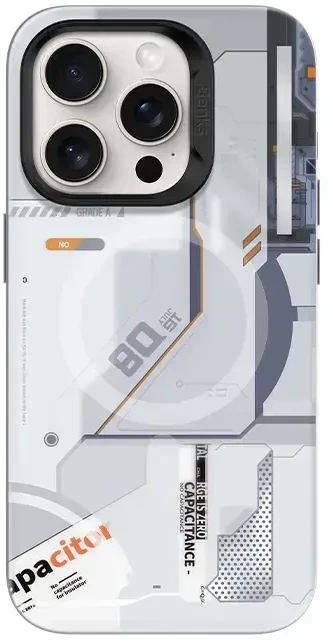 Benks Magnetic Mecha Series dėklas skirtas iPhone 15 Pro Max baltos spalvos