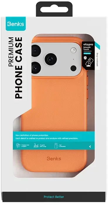 Benks Magnetic Vita Pro Silikoninis dėklas (A069) skirtas Apple iPhone 17 Pro oranžinės spalvos (Camera Control Button)