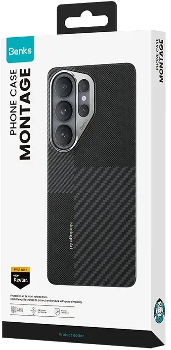 Benks dėklas Montage Magnetic Armor Air Kevlar Metal Frame 600D+1500D (F048) skirtas Samsung Galaxy S26 juodos spalvos