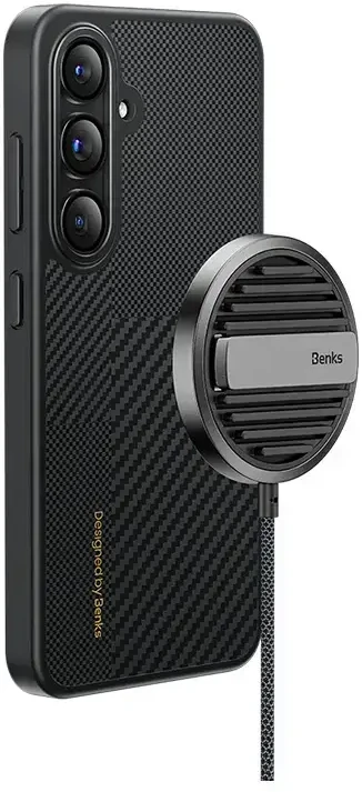 Benks dėklas Montage Magnetic Armor Pro Kevlar Metal Frame 600D+1500D (MA41) skirtas Samsung Galaxy S24 Plus juodos spalvos