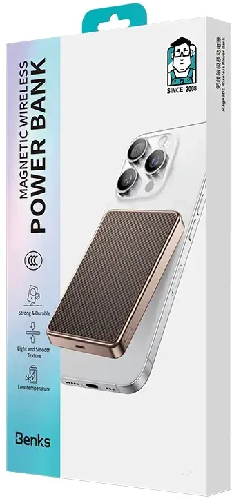 „Benks“ 10000mAh MP17 „Armor Tint Gold“ – C tipo, magnetinis, su indukciniu įkrovimu