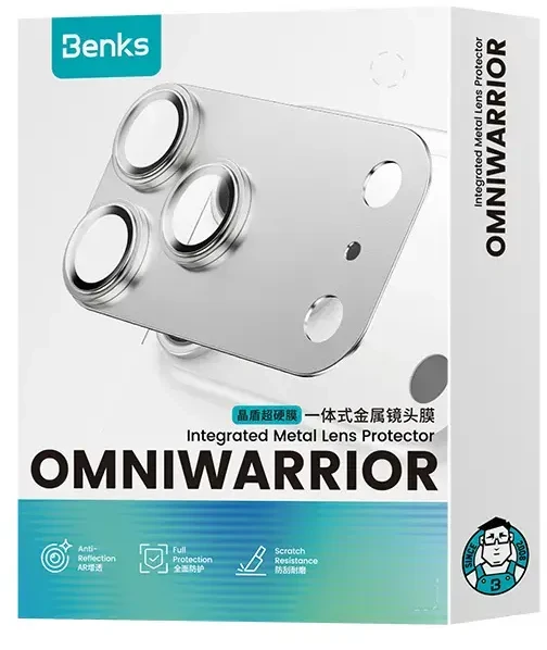 Benks OmniWarrior metalinis integruotas objektyvo apsauginis stikliukas (C.M.SX.AP.BK.R070), skirtas iPhone 18 Pro (AR/juodas)