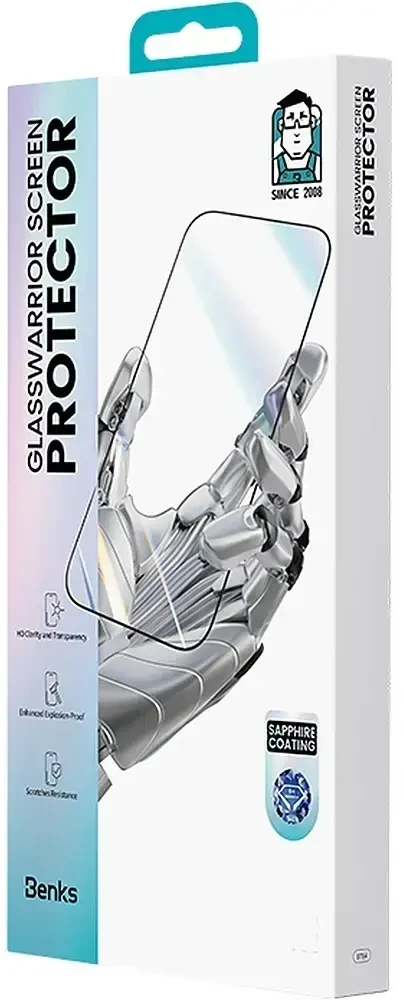 Benks Tempered glass Glass Warrior Sapphire Coating (C.M.MZ.AP.BK.D073) skirtas iPhone 18 Pro Max/17 Pro Max juodos spalvos