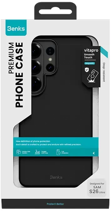Benks Magnetic Vita Pro Silicone dėklas (A050) skirtas Samsung Galaxy S26 Ultra juodas