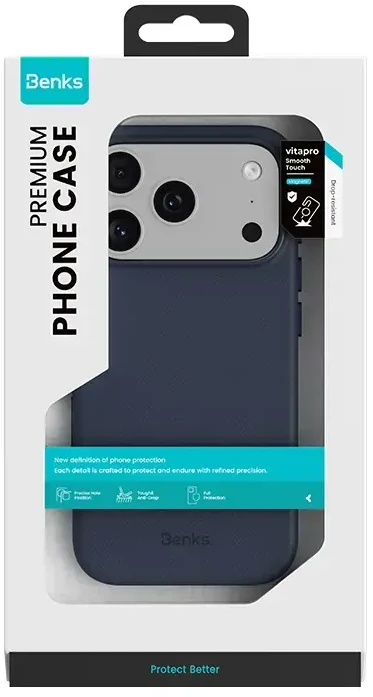 Benks Magnetic Vita Pro Silicone dėklas (A070) skirtas Apple iPhone 17 Pro Max mėlynos spalvos (Camera Control Button)