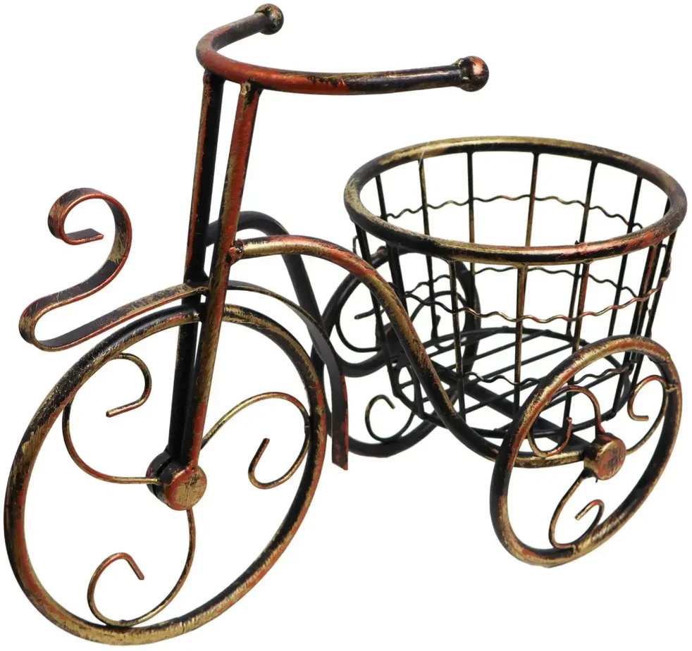 Besk Gėlių vazono stovas Dviračio formos Metalo Bronzos spalvos 37x25cm