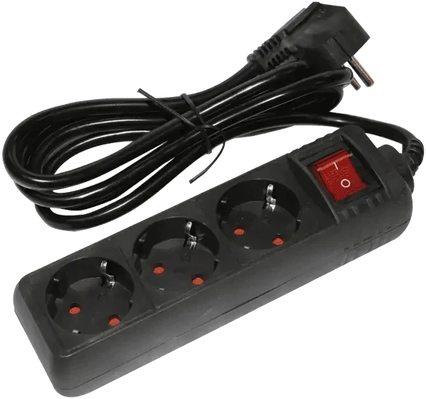 Besk Prailgintuvas 3 lizdų 3m su jungikliu 3x1,5mm² juodas