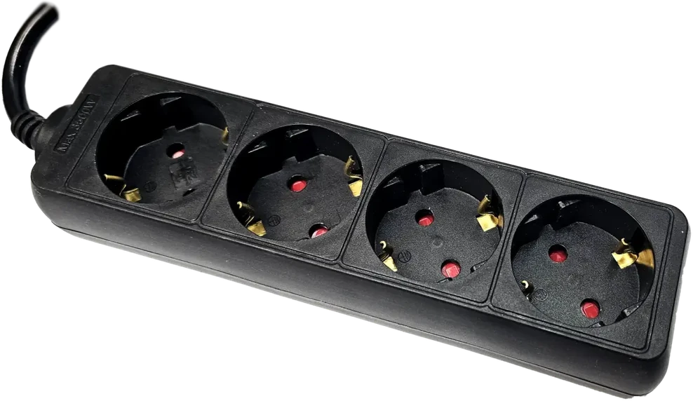 Besk Prailginimo laidas 4 lizdai 3m su įžeminimu Juodas 1,5mm²