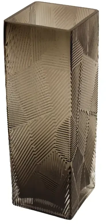 Besk Raštuota stiklinė vaza 10x30 cm, dūminė pilka