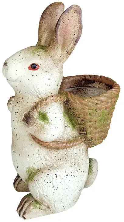 Sodo dekoracija BESK Kiškis su krepšiu 43cm