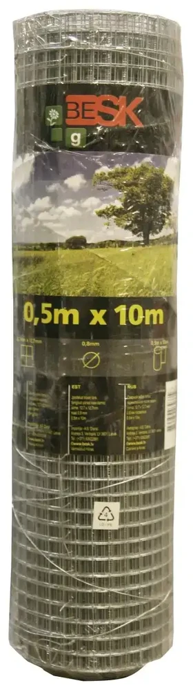 Besk Metalinė tvora Suvirinta 0.5m x 10m (12.7x12.7mm) cinkuota pilka