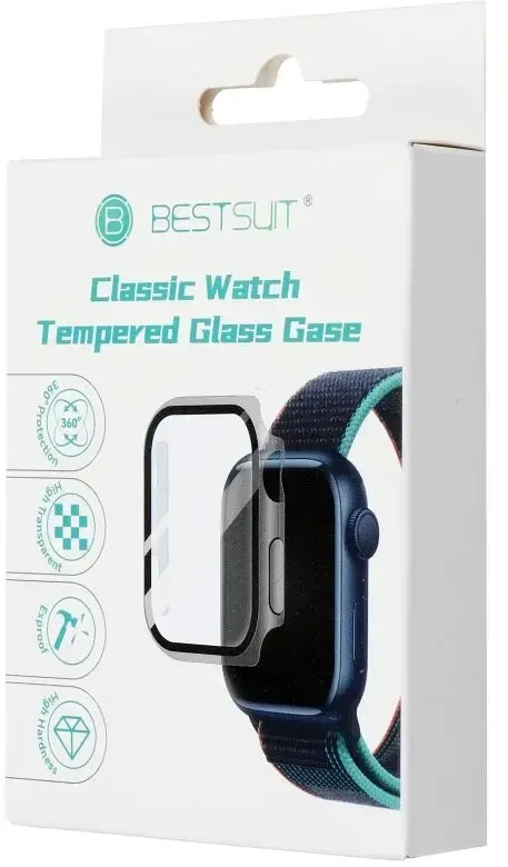 „Bestsuit“ dėklas su hibridiniu stiklu, skirtas „Apple Watch 10“, 42 mm - skaidrus