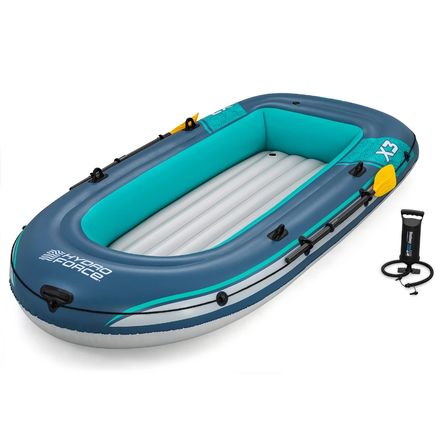 Bestway Pripučiama TREK X3 pontono valtis 3 kamerų, 360 kg apkrovai, su irklais ir pompa