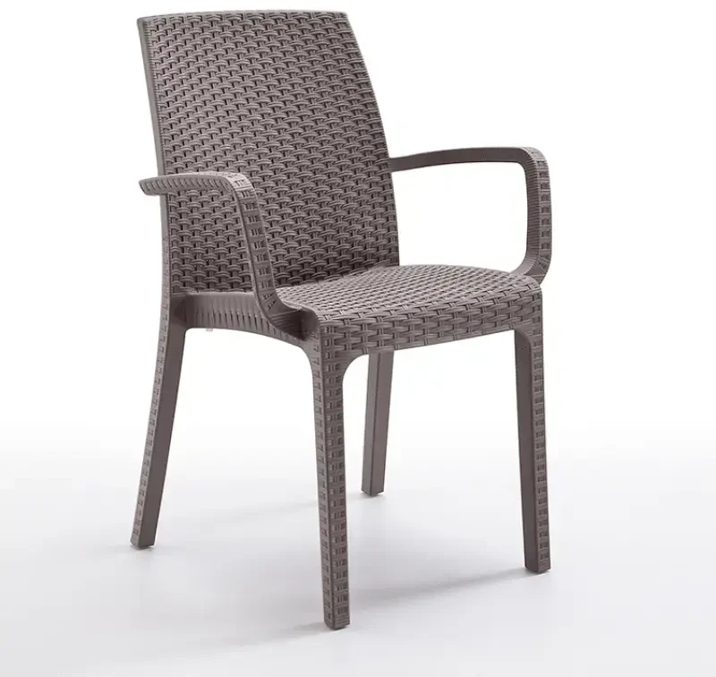 Chaise Empilable Polyrotin Accoudoirs Bar Jardin Extérieur Indiana Bica Couleur: rusvai gelsvas