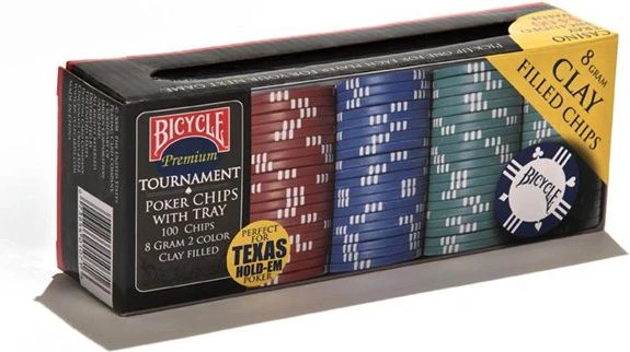 Bicycle 100 Pokerio Žetonų Rinkinys Su Dėklu