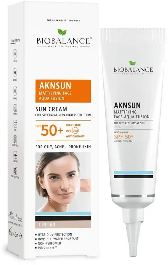 Bio Balance AKNSUN Mattifying & Protecting Kreminis For Face SPF 50, 40 ml