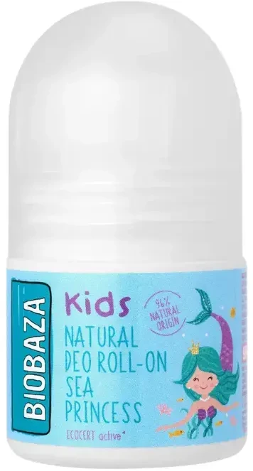 Biobaza Sea Princess Natural Ingredients Softening & Moisturising Peach & Thyme Dezodorantas Roll-On For Girls, 30 ml