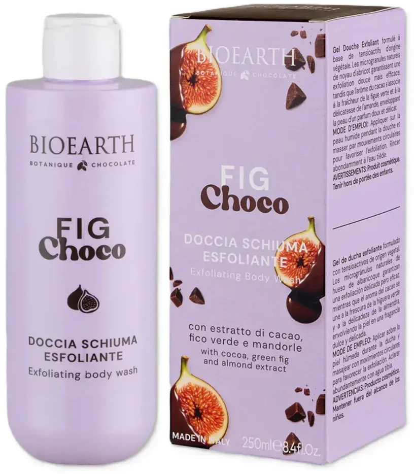 Bioearth Fig Choco Cleansing & Exfoliating Dušo želė For All Skin Types, 250 ml