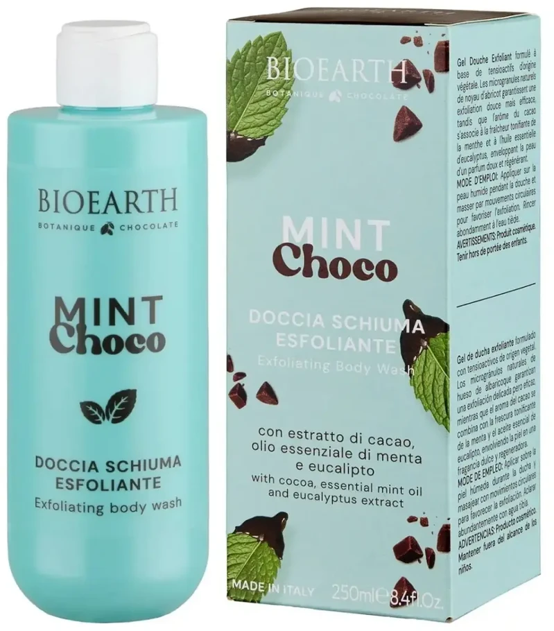 Bioearth Mint Choco Cleansing & Exfoliating Dušo želė For All Skin Types, 250 ml