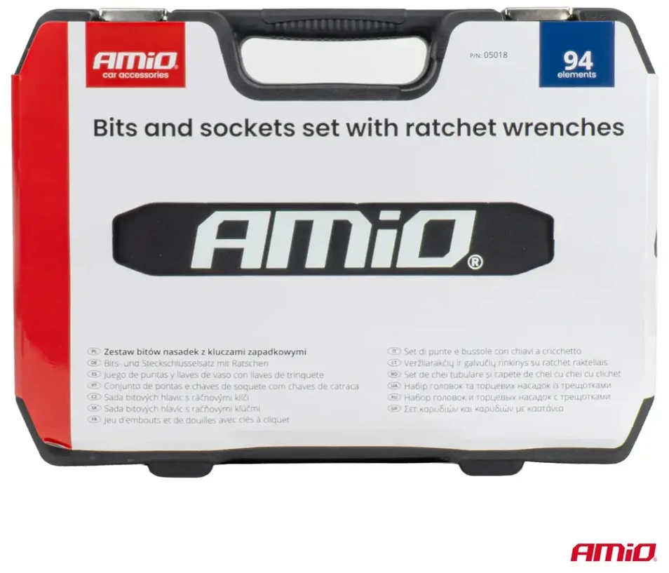 Antgalių su reketiniais raktais rinkinys 94 vnt. amio-05018