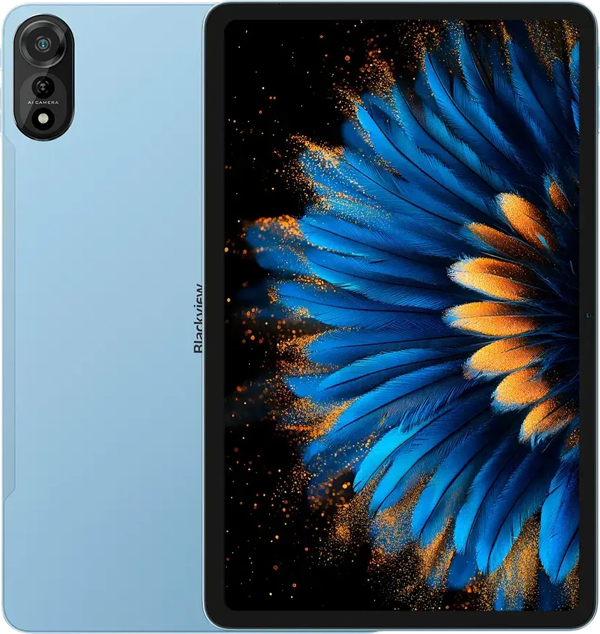 Planšetė Blackview MEGA 2 SET LTE 12 colių FHD+IPS 1200x2000 60Hz 12GB+256GB Unisoc T615 aštuonių branduolių 1.6GHz kamera Priekinė 8MP Galinė 16MP 9000mAh+Įkrovimas 18W Greitas / Kabelis Plėvelė Dėklas Rašiklis Pelė Klaviatūra EN Netflix HD Android 15 Ice Mėlyna
