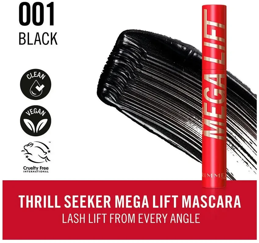 Rimmel London Wonder'Volume Blakstienų tušas Thrill Seeker Mega Lift Juodas 8 ml