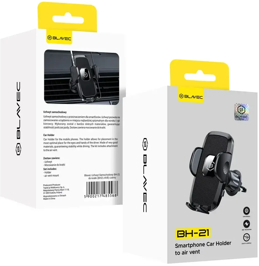 Blavec Car holder BH-21 to air vent (BH21-AVB) juodos spalvos