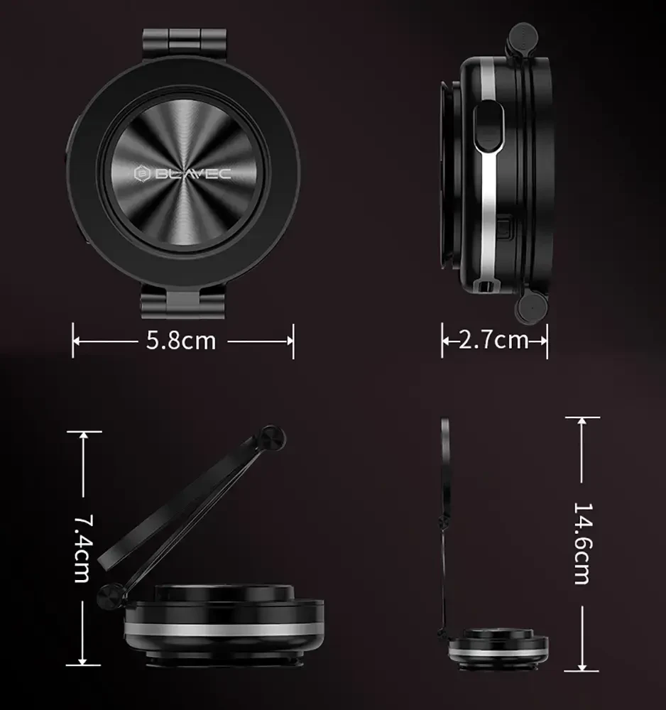 Blavec Car holder BHV-01 electric, vacuum, magnetic (BHV01-EPMB) juodos spalvos