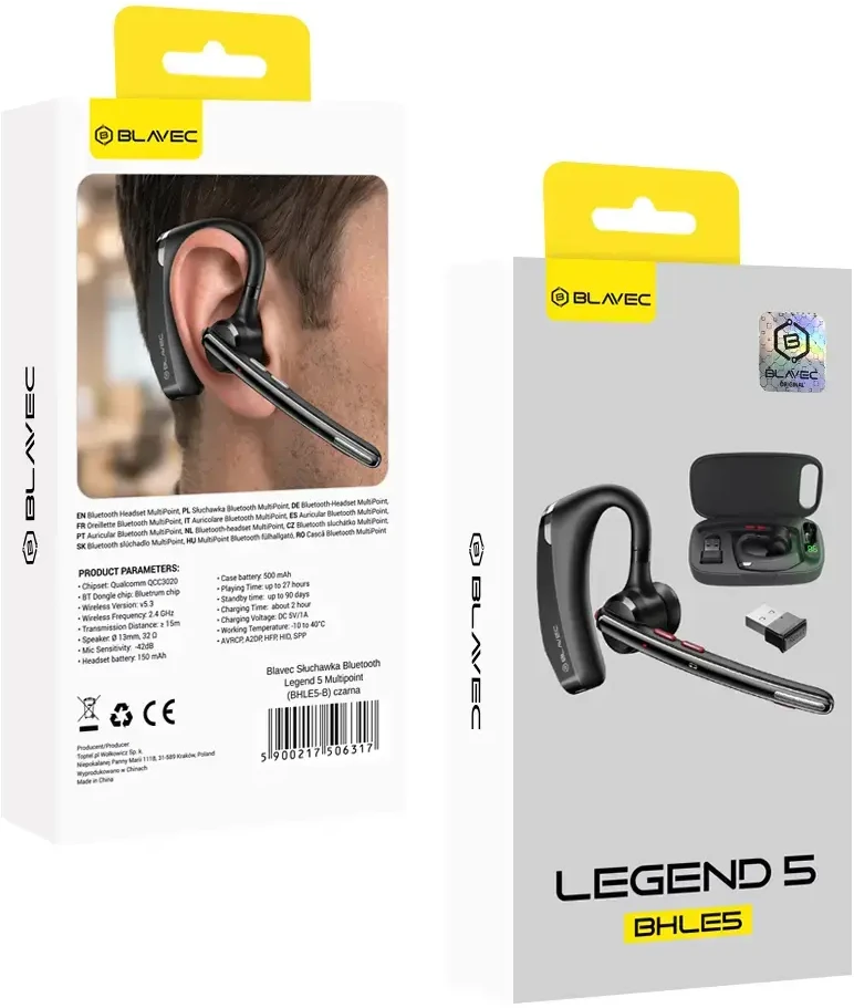 Blavec Bluetooth laisvų rankų įranga Legend 5 Multipoint (BHLE5-B) juodos spalvos