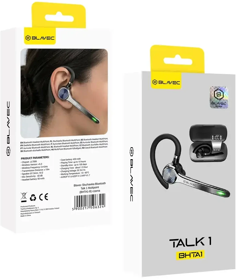 Blavec Bluetooth laisvų rankų įranga Talk 1 Multipoint (BHTA1-B) juodos spalvos