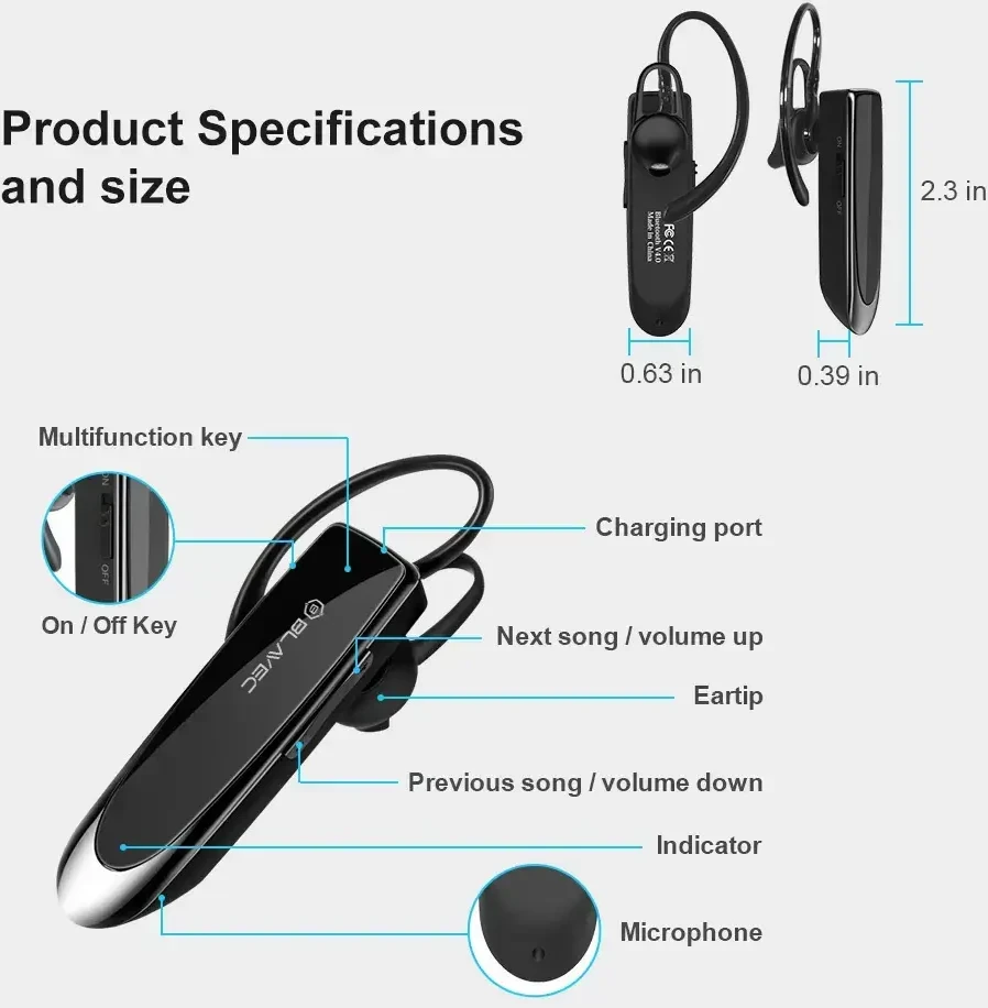 Blavec Bluetooth laisvų rankų įranga Travel PL55 (BHPL55-B) juodos spalvos