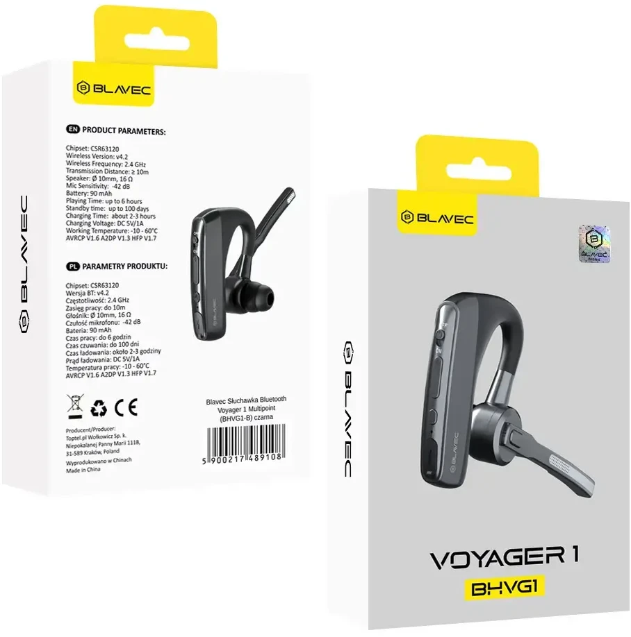 Blavec Ausinė Bluetooth Voyager 1 Multipoint (BHVG1-B) juoda