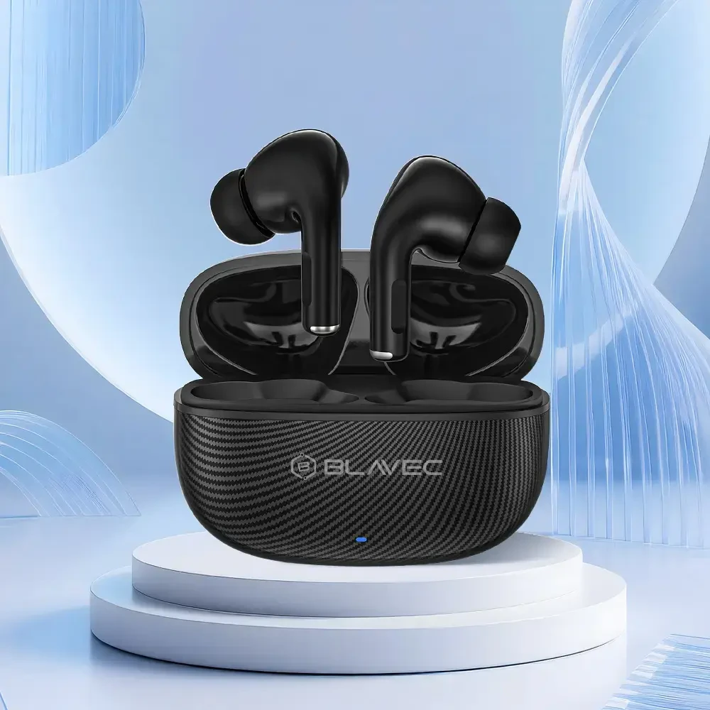 Blavec ausinės Bluetooth TWS BW-02 Carbon (BW02-B) juodos spalvos