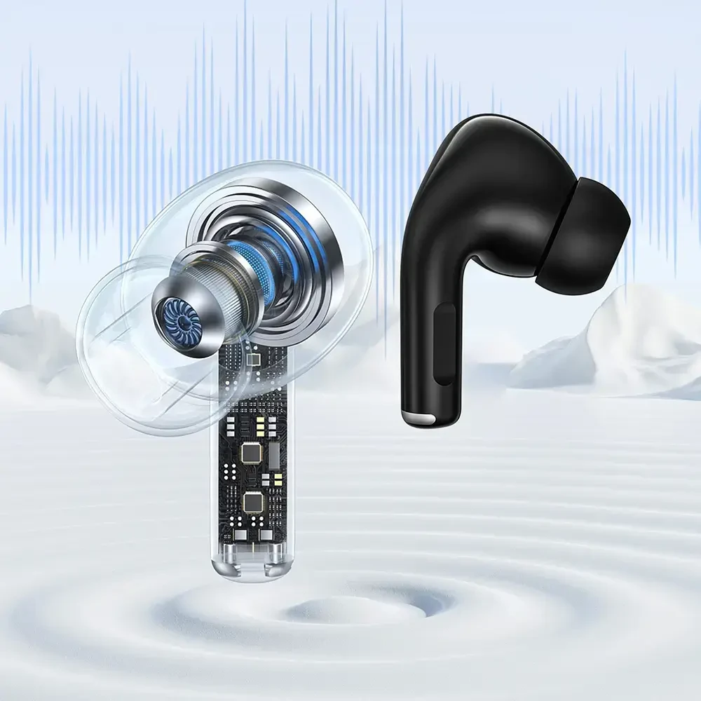 Blavec ausinės Bluetooth TWS BW-02 Carbon (BW02-B) juodos spalvos