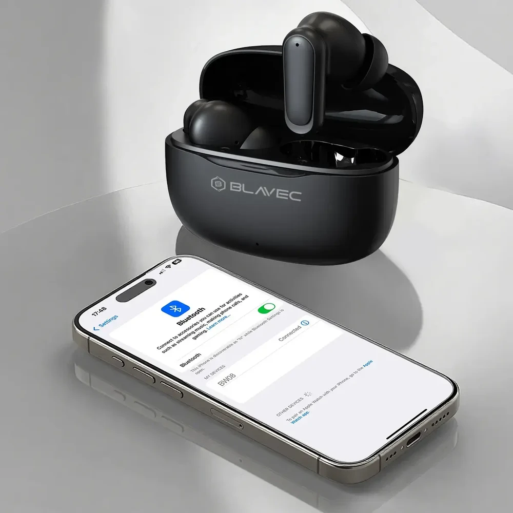 Blavec ausinės Bluetooth TWS BW-08 Speak AI (BW08SA-B) juodos spalvos