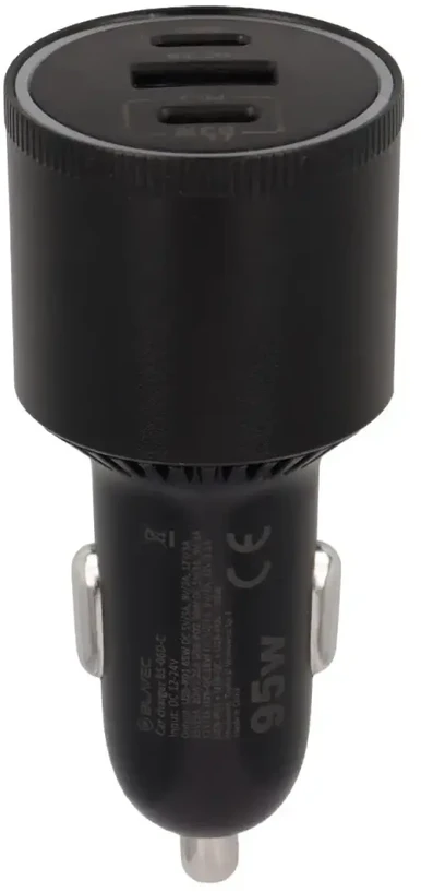 Blavec Automobilinis įkroviklis BS-06D-C Trip – USB + 2xType C – QC 3.0 18W PD 65W su Type C į Type C (CCBS06DCQ-U2CB) juodos spalvos