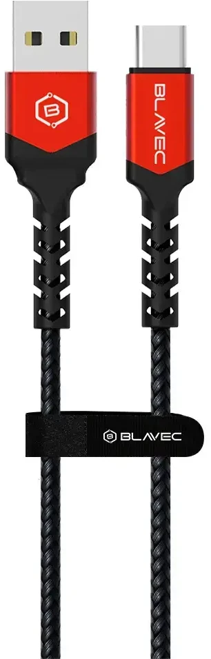 Blavec Kabelis Raptor pintas - USB į Type C - 2A 3 ms Apple CarPlay/Android Auto (CRA-UC2BR30) juodos spalvos-red