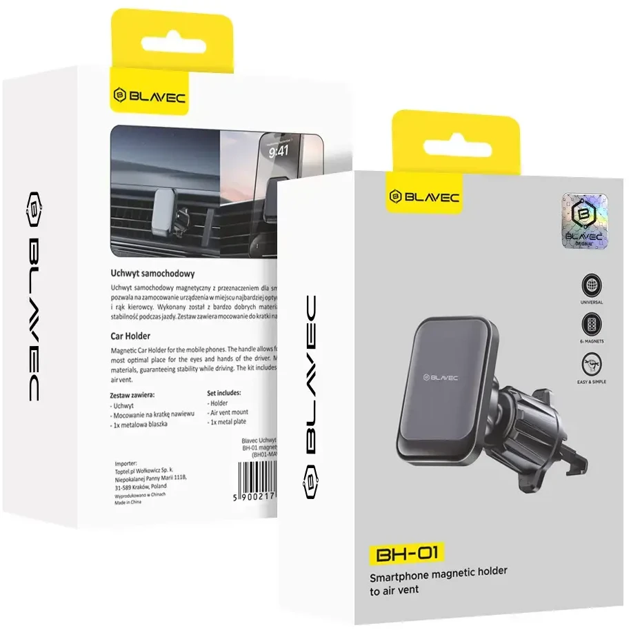 Blavec automobilinis laikiklis BH-01 magnetinis (BH01-MAVB) juodos spalvos