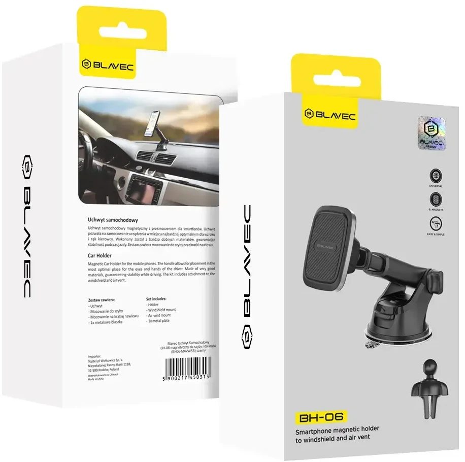 Blavec automobilinis laikiklis BH-06 magnetinis (BH06-MAVWSB) juodos spalvos