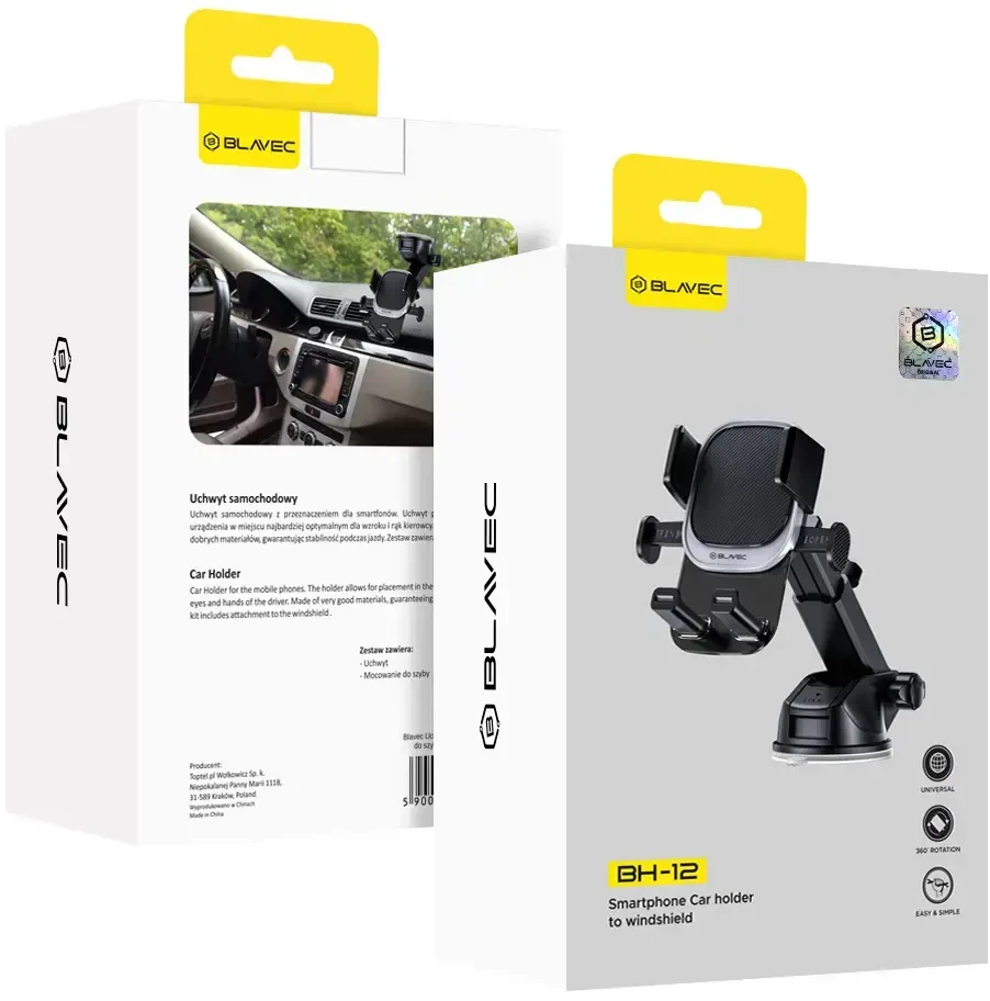 Blavec automobilinis laikiklis BH-12 (BH12-WSB) juodos spalvos
