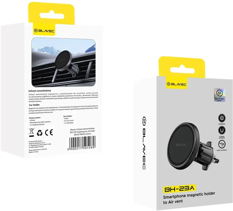 Blavec automobilinis telefono laikiklis BH-23A magnetinis (BH23-MAVA) juodos spalvos