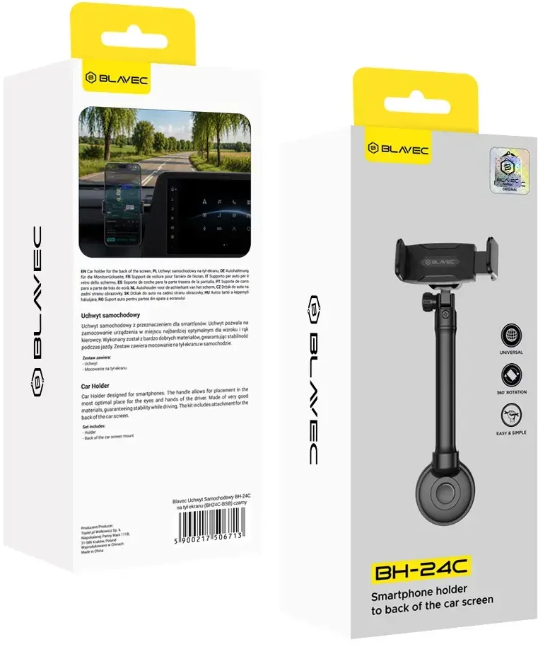 Blavec automobilinis laikiklis BH-24C ekrano nugarėlei / prietaisų skydeliui (BH24C-BSB) juodas