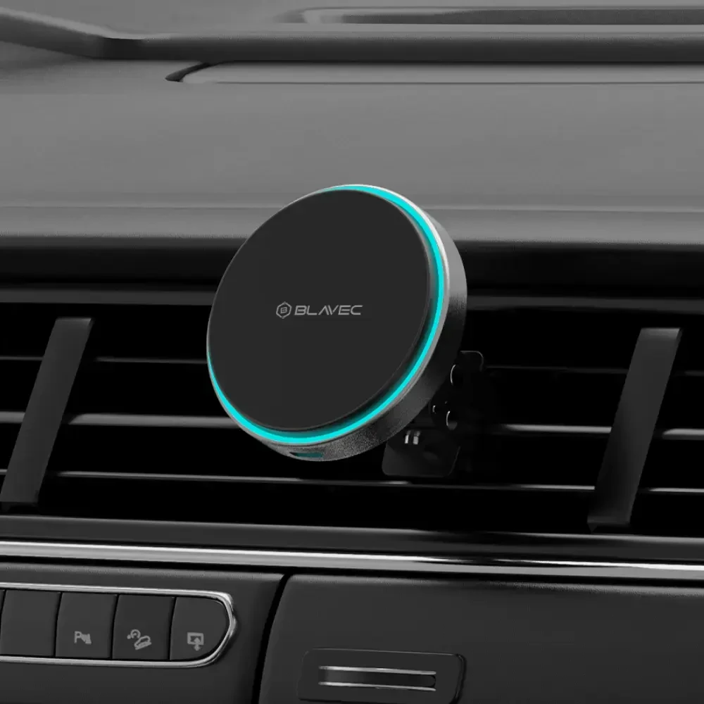 Blavec automobilio laikiklis BHC-01B 15W magnetinis su belaidžiu įkrovimu, jungiamas prie oro išleidimo angos (BHC01B-MAVIB) juodos spalvos