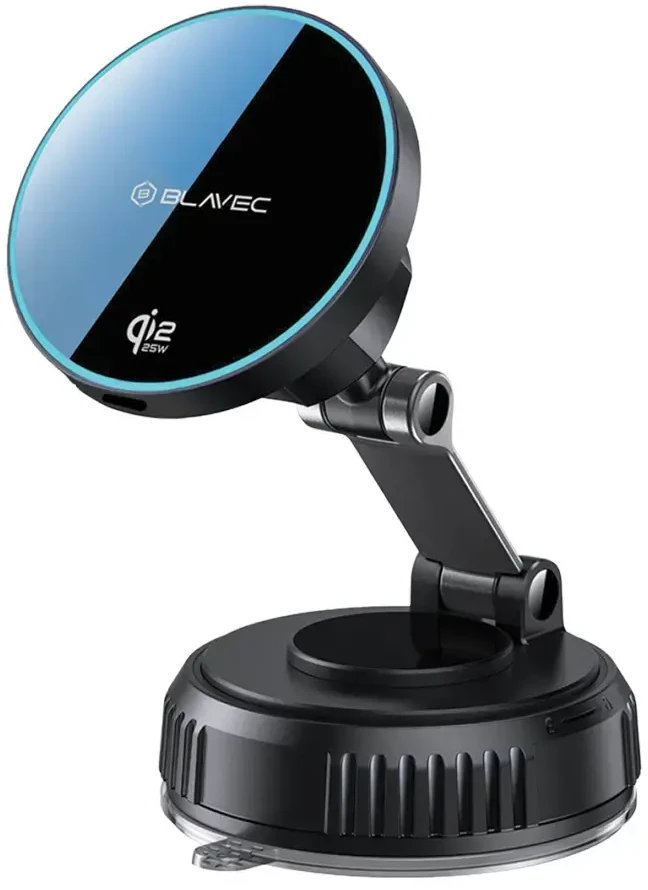 Blavec automibilinis laikiklis su belaidžiu įkrovimu BHC-02 Qi2.2 25W (BHC02-QI2PMWIB) juodos spalvos