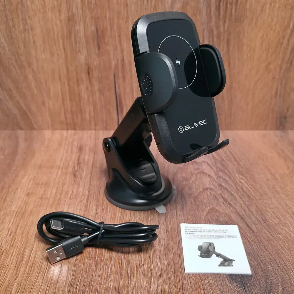 Blavec automobilinis telefono laikiklis su belaidžiu įkrovimu BHC-03 15W (BHC03-WIB) juodos spalvos