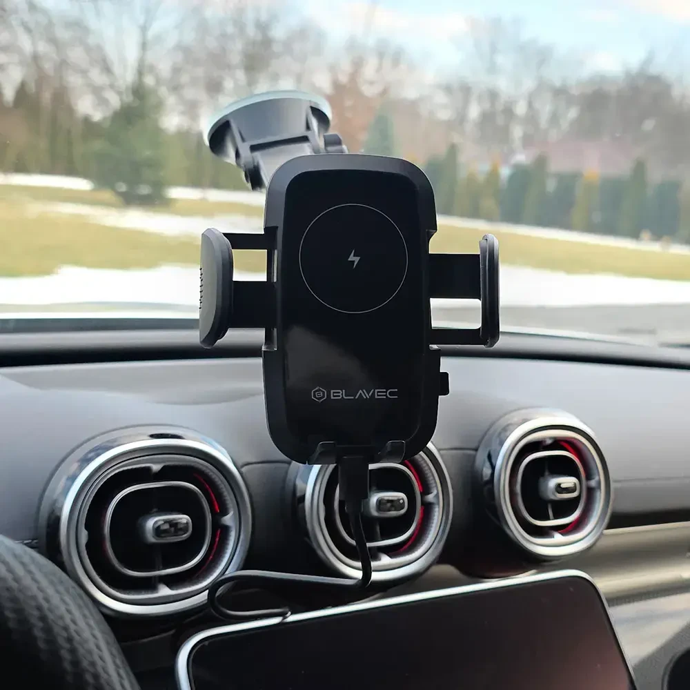 Blavec automobilinis telefono laikiklis su belaidžiu įkrovimu BHC-03 15W (BHC03-WIB) juodos spalvos