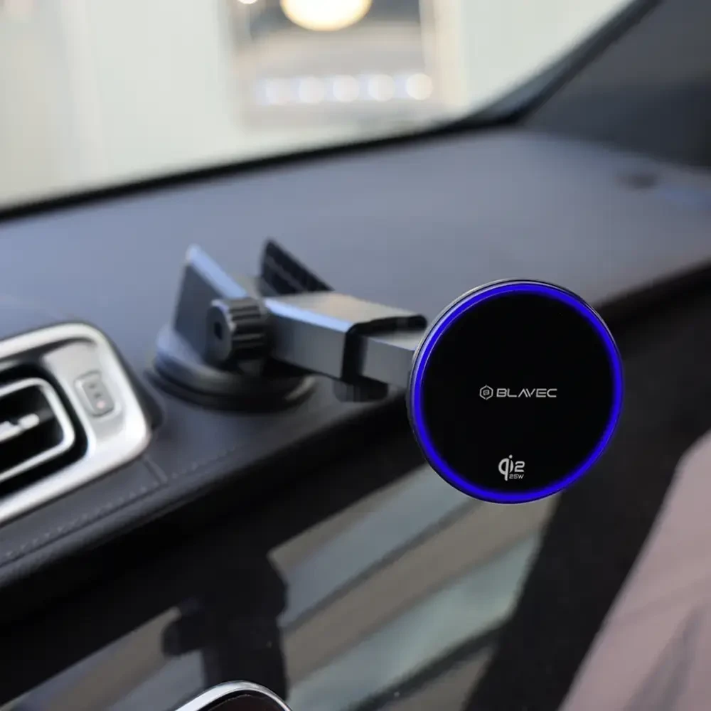 Blavec Automobilio laikiklis BHC-04A Qi2.2 25 W magnetinis su indukciniu įkrovimu prie lango (BHC04A-MWIB) juodas