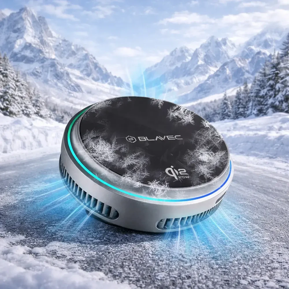 Blavec automobilio laikiklis BHC-05 Qi2.2 25W magnetiniu būdu nuimamas su indukciniu įkrovimu ir aktyviu vėsinimu oro išleidimo angoje (BHC05-MWIB) juodas