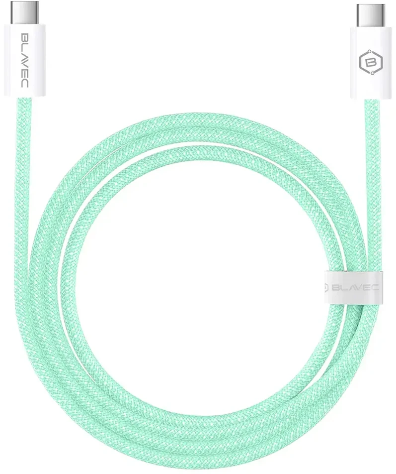 Blavec kabelis Candy braided – Type C į Type C – PD 60W 3A 3 metrai (CCA-CC3GN30) žalios spalvos